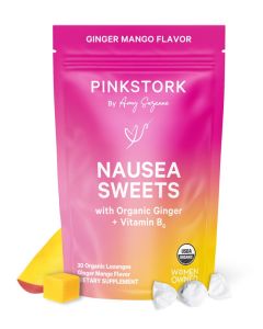 Pink Stork Organic Mango Sweets with Vitamin B6 for Morning Sickness and Motion Sickness Added Ginger Vitamin B6 1st Trimester Pregnancy Must Haves 30 Wrapped Candies