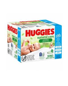 Huggies Natural Care Sensitive Baby Wipes, Fragrance Free, Gentle Clean for Sensitive Skin, Plant-Based Wipes, Alcohol & Paraben Free, 1080 Count, 15 Packs of 72