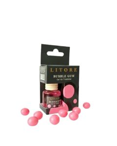 Car Air Freshener 8 ml / Long-Lasting Hanging Diffuser with Essential Oils / Car Perfume for Odor Removal / Elegant Glass Bottle & Wooden Cap Design (Bubble Gum)