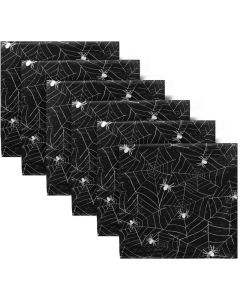 Halloween Black And White Grunge Background With Spiderwebs Cloth Napkins Dinner Napkins Set of 4Reusable Table Napkins Washable Polyester Fabric for Cocktail Party Holiday Wedding Home Decorative