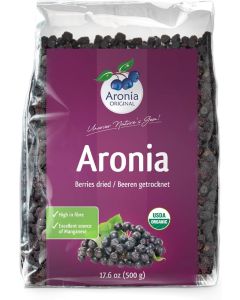 Aronia Original Organic Dried Aronia Berries 17.6 oz (500 g) - Unsweetened Black Chokeberries, Vegan and Non-GMO