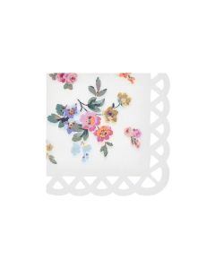 Basketweave Floral Large Napkins - Pack of 16 Paper Napkins with Scalloped Edge & Cut-Out Basketweave Border, Elegant Garden Lunch & Tea Party