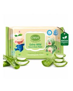 ENFANT Baby Wipes 60 Sheets Single Pack, Fragrance Free Alcohol Free, Ultra Soft & Gentle for Sensitive & Delicate Skin, Paraben Free, Hypoallergenic, Dermatologically Tested, Face & Body