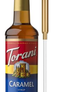 Torani Caramel Coffee Syrup with Pump - 25.4 Fl Oz Bottle for Drinks & Desserts
