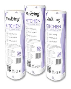 MasKing Nonwoven Kitchen Wipes Towel Tissue Paper Roll Reusable washable Multi-Purpose Dry Cleaning roll 150 Wipe in Purple 50 Wipe Each (Combo Pack of 03)