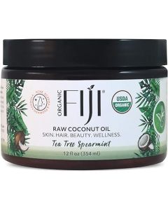 Organic Fiji Raw Cold Pressed Coconut Oil for Hair Skin Face Body Relaxing Massage Oil Tea Tree Spearmint12 oz for Women Men Baby