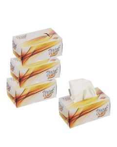 MDN Mist Ultra Soft White 2 Ply Facial Tissue Paper Napkin for Office Home Disposable Facial Tissues (100 Pulls Each, Pack of 4)