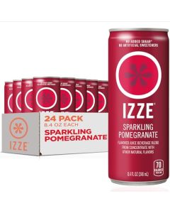 IZZE Sparkling Water Juice Beverage Blend Pomegranate No Sugar Added 84 FL OZ 24 Cans