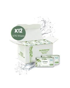 Organic Bamboo Baby Wet Wipes, 99.3% Pure Water Wipes, Unscented, Extra Large, Eco-friendly, Soft, 100% Biodegradable Bamboo Fiber, Pack of 576 Wipes