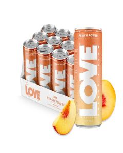 Be LOVE Energy + Flow - 80mg Natural Caffeine, L-Theanine & Alpha-GPC for Clean Calm Focus - Zero Sugar, Low Calorie, 100% DV B-Vitamins - Non-GMO, Vegan - 12 fl oz (Pack of 12) (Peach Power)
