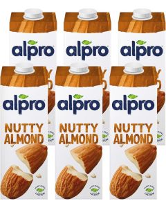 Alpro Nutty Almond Drink - 100% Plant-Based, Lactose Free, 6-Pack of 1L Cartons