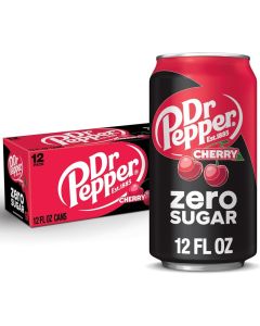Dr Pepper Cherry Zero Sugar Soda, 12 fl oz Cans, 12 Pack