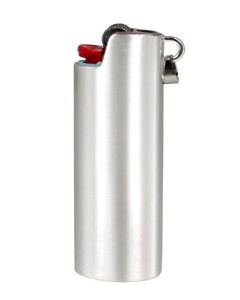 HUMWE Metal Lighter Case Cover Reusable for Bic Regular J6 lighters Sleeve Holder with Ring Necklace Accessories Gold