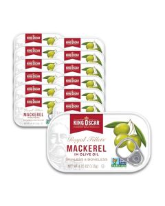 King Oscar Mackerel in Olive Oil 405 Ounce Can Pack of 12 Packaging May Vary Skinless Boneless Wild Caught Canned Mackerel