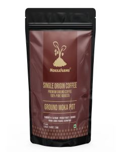 MokkaFarms Premium 100% Robusta Coffee - Moka Pot - Dark Roast/ Fresh & Single Origin / Plantation A/AA Beans / Rich, Flavourful & Aromatic / One Way Valve Zip-Lock Bag