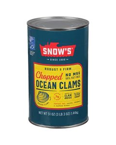 Snows Ocean Chopped Clams Canned 51 oz Can 7g Protein per Serving No MSG 99 Fat Free Great for Pasta Seafood Recipes
