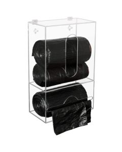 Aphbrada Trash Bag Dispenser Roll Holder for Plastic Bag 2 in 1 Acrylic Garbage Bag Dispenser Organizer Holder for Cabinet Wall Mount Kitchen Trash Can Liner Holder for Grocery Bag Clear