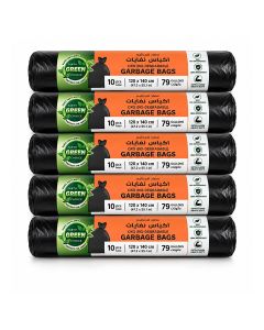 Earth Green Choice Biodegradable Black Garbage Bags 79 Gallons (120 x 140 cm) – Extra Large Heavy Duty Trash Bags, Leak Resistant Bin Liners – 6 Rolls x 10 Bags (60 Bags Total)
