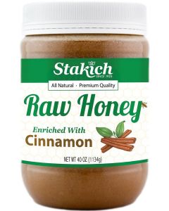 Stakich Cinnamon Enriched Raw Honey - Pure, Unprocessed, Unheated - 40 Ounce