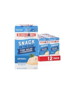 Bumble Bee Snack On The Run Protein Pack 8g per Box Original Tuna Salad with Crackers Kit Ready to Eat EasyOpen Can Wild Caught MSCCertified Tuna Pack of 12
