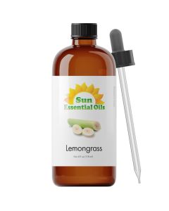 Sun Essential Oils - Lemongrass Essential Oil 4 oz with Dropper for Diffuser, Hair & Skincare, Aromatherapy Massage, Humidifier, Candle, Soap & Lotion Making at Home