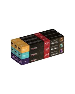 Nespresso Compatible Aluminium Capsules (3 Flavors: Palermo, Indonesian Toraja, Ethiopian Sidamo), Pack of 9 (90 Capsules) 468gm