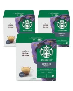 Starbucks Espresso Roast By Nescafe Dolce Gusto Dark Coffee (3X12 Capsules)