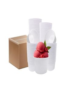 Homelance 300 Pcs White 8oz Paper Ice Cream Cups, Disposable 8 Oz Ice Cream Cup, Papers Dessert Cup, Paper Cups For Ice Creams Sundae Bar Supplies