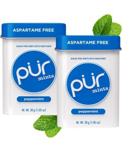 PUR Mints Peppermint Flavor - Aspartame Free, Sugar Free, Vegan, Gluten Free & Keto Friendly - 30 Pieces (Pack of 2)