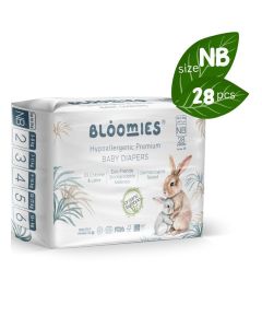 Organic Bamboo Baby Diapers for Newborns (Up to 5kg baby) 28pcs/ Eco-friendly, Hypoallergenic, Non-toxic, Breathable Nappies