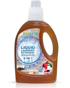 ECOLYTE+ Liquid Laundry Detergent for All Washing Machines, 6 in 1 Deep Clean Technology, Power Gel, Color Care, Perfect Cleanliness & Long-Lasting Freshness - (Morning Oud, 2 Liter)