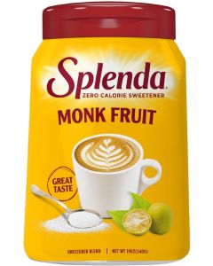 SPLENDA Monk Fruit Zero Calorie Plant Based Granulated Sweetener Jar, 19 oz