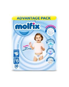 Molfix 3D Baby Diapers Extra Large Size 6 Jumbo Pack – 38 Diapers / CurveFit, Extra Absorbent