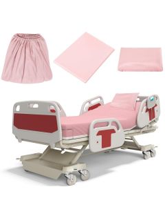 Moukeren 3 Pcs Hospital Bed Sheets for Home Use Extra Long Hospital Bed Fitted Sheets Sets 36 x 84 x 14 Inches Included Quilt Cover and Pillow Case Pink