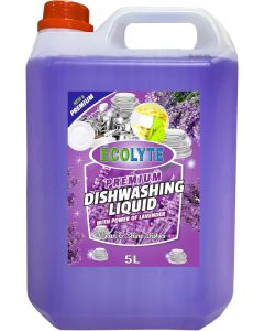 ECOLYTE+ Dishwashing Liquid Soap, Platinum Antibacterial Detergent & Perfect Shine, All Purpose Cleaner, Leaves No Residue, Kitchen Cleaner, Removes Grease & Oil - (Lavender, 5 Liter)