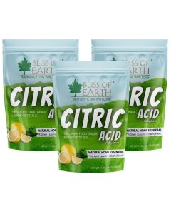 Bliss of Earth Citric Acid Powder 453g(Pack of 3) / Pure Fine Crystals Sour Salt for Cooking, Baking, Drinks & Candy / Powerful Limescale Remover, Descaler for Kettle, Cleaning, & DIY Bath Bombs