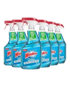 Windex Glass and Window Cleaner Spray Bottle Bottle Made from 100 Recycled Plastic Surface Cleaning Spray Original Blue Scent 23 Fl Oz Pack of 6