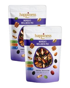 Happiness Women's Wellness Premium Nuts Mix 150g x 2 / Mineral Rich Blend with Almonds, Walnuts, Brazil Nuts, Pumpkin Seeds, Raisins & Cranberries I Immune Support Healthy Nuts Mix / Rich Source of Iron and Magnesium Bundle