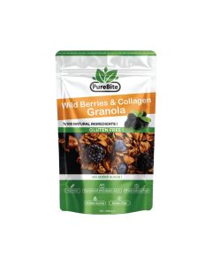 Pure Bite Wild Berries & Collagen Granola / PURE BITE %100 Natural, Gluten‑Free, NO Sugar added Wild Berries & Collagen Granola‑300g