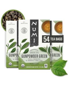 Numi Organic Gunpowder Green Tea 54 Green Tea Bags Bold Smooth Flavor Packed with Antioxidants Naturally Energizing MicroplasticFree Tea Bags