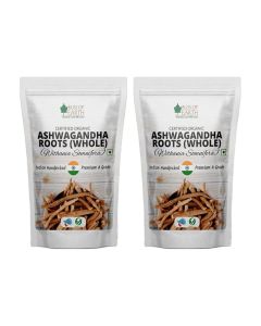 Certified Organic Ashwagandha Roots Whole, Withania Somnifera Premium Grade Help Boost Immunity Stress Relief 100gm Pack of 2