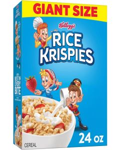 Kellogg's Rice Krispies Cold Breakfast Cereal, Giant Size, Original, 24oz Box with 8 Vitamins and Minerals