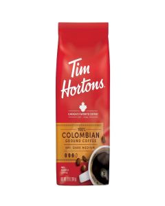 Tim Hortons Colombian, Medium-Dark Roast Ground Coffee, Perfectly Balanced, Always Smooth, Made with 100% Arabica Beans, 12 Ounce Bag