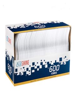 BluShine [600 Pack] White Disposable Plastic Forks - Practical Cutlery for Parties, Lunches, Picnics, and Long Trips - Great for Meals, Desserts, or Appetizers