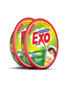 Exo Round Dishwash Bar 700gm X 2 / Complete Dishwashing Solution With Anti-Bacterial Efficacy & Goodness of Ginger Remove Tough Grime Stains With Ease / Experience Hygienic & Superior Cleaning
