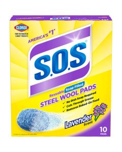 SOS Steel Wool Soap Pads Lavender 10 Count