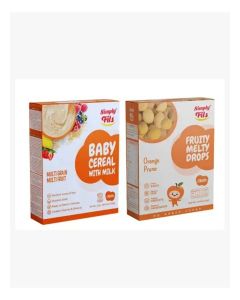 Simply Fils Baby Cereal with Milk Multigrain Multifruits + Simply Fils Fruity Melty Drops Orange Prune
