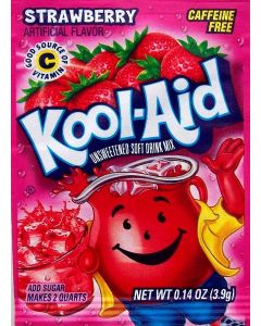 Kool Aid Soft Drink Mix, Strawberry Unsweetened, Caffeine Free, 0.14 oz (Pack of 12)