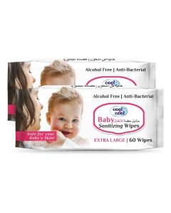 Cool & Cool Baby Sanitizing Wipes 60's - Pack of 2, white