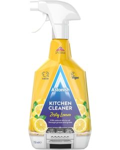 Astonish Kitchen Cleaner Zesty Lemon Trigger Spray 750ml with Natural Oils, Powerful Grease & Grime Cleaner for Kitchen Surfaces, Worktops & Cooking Areas, Vegan & Cruelty Free Formula